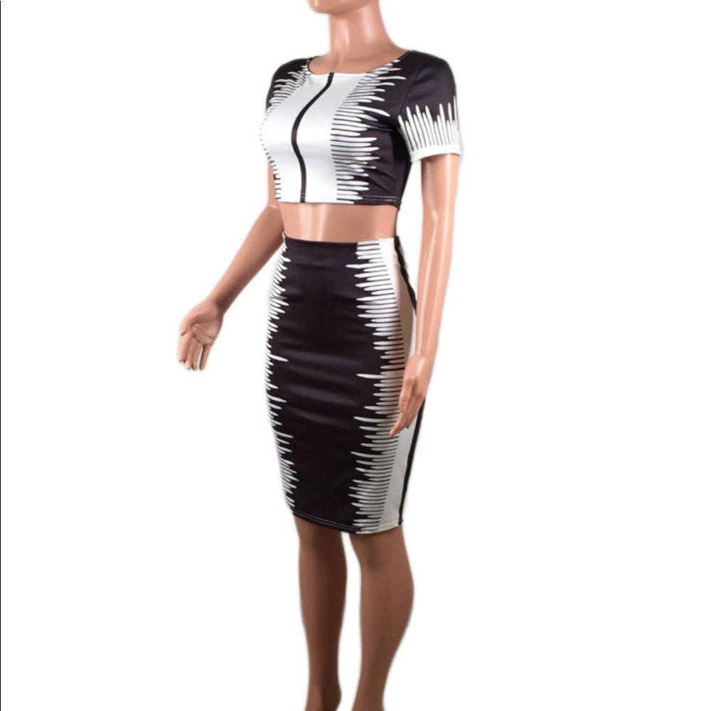Lovely stylish round neck 2 pieces skirt set. - Picture 3 of 4